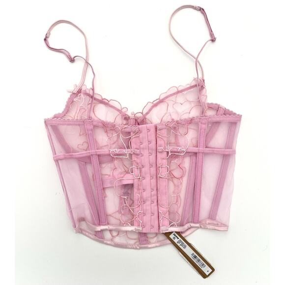 SKIMS Hearts Bubblegum Pink Lace Coquette Corset Top Sz XS CR-CRT-7427W New - Picture 5 of 9